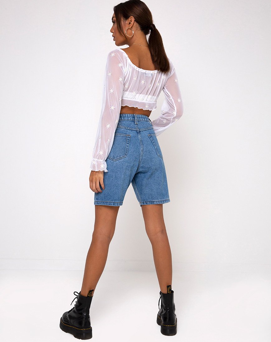 Image de Salima Longsleeve Top in White Daisy Embro White