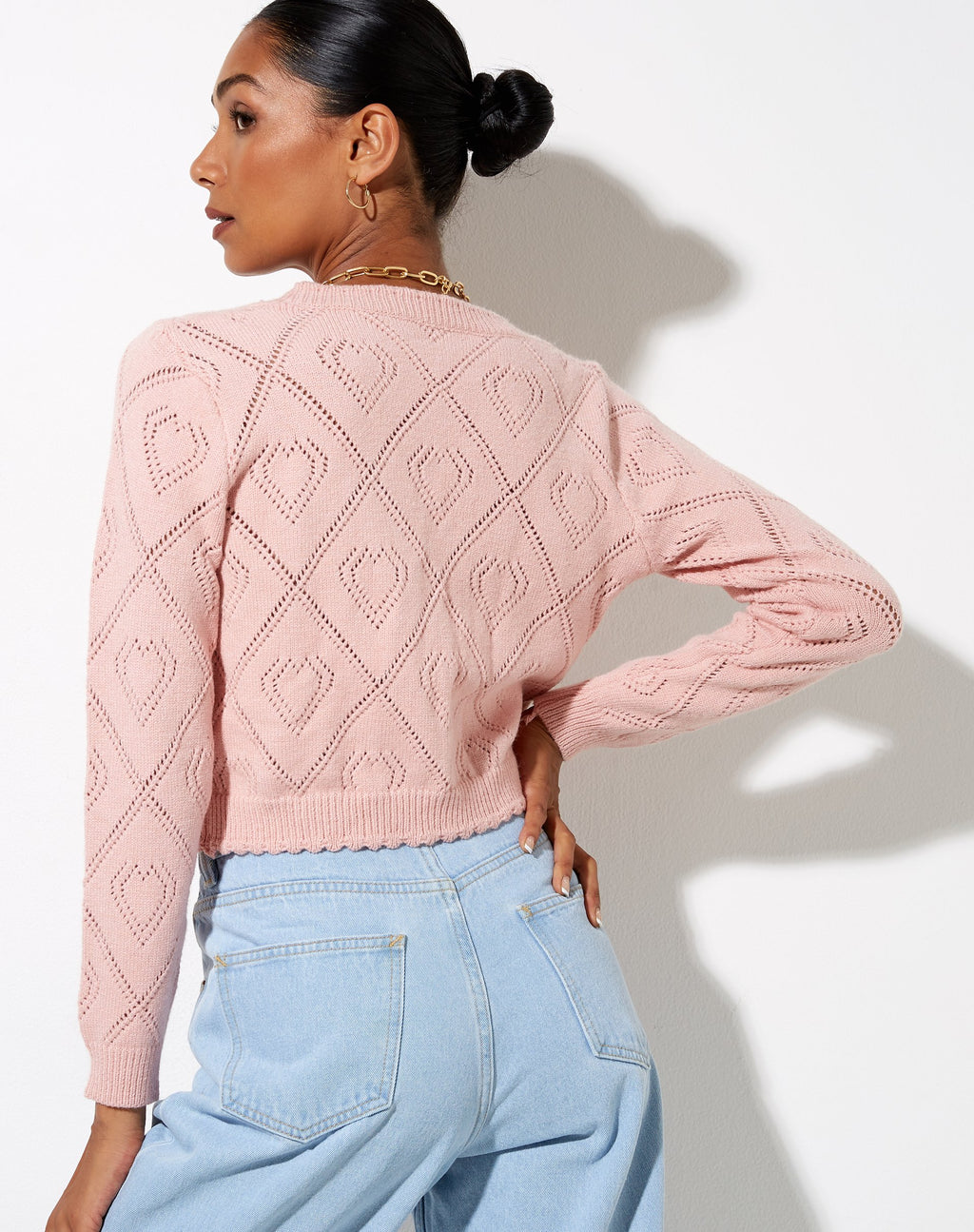 Cardigan Samo en rose diamant et cœur