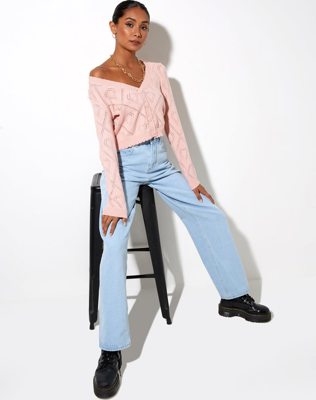 Cardigan Samo en rose diamant et cœur