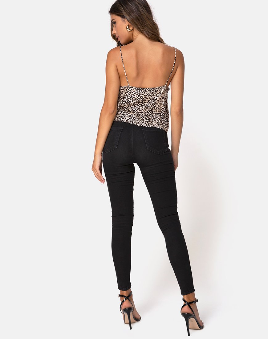 Image de Sancez Top in Rar Leopard Brown with Black Lace