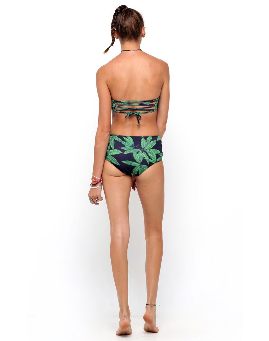 Image de Sandrift Bas de bikini sans bretelles en vert feuille de palmier