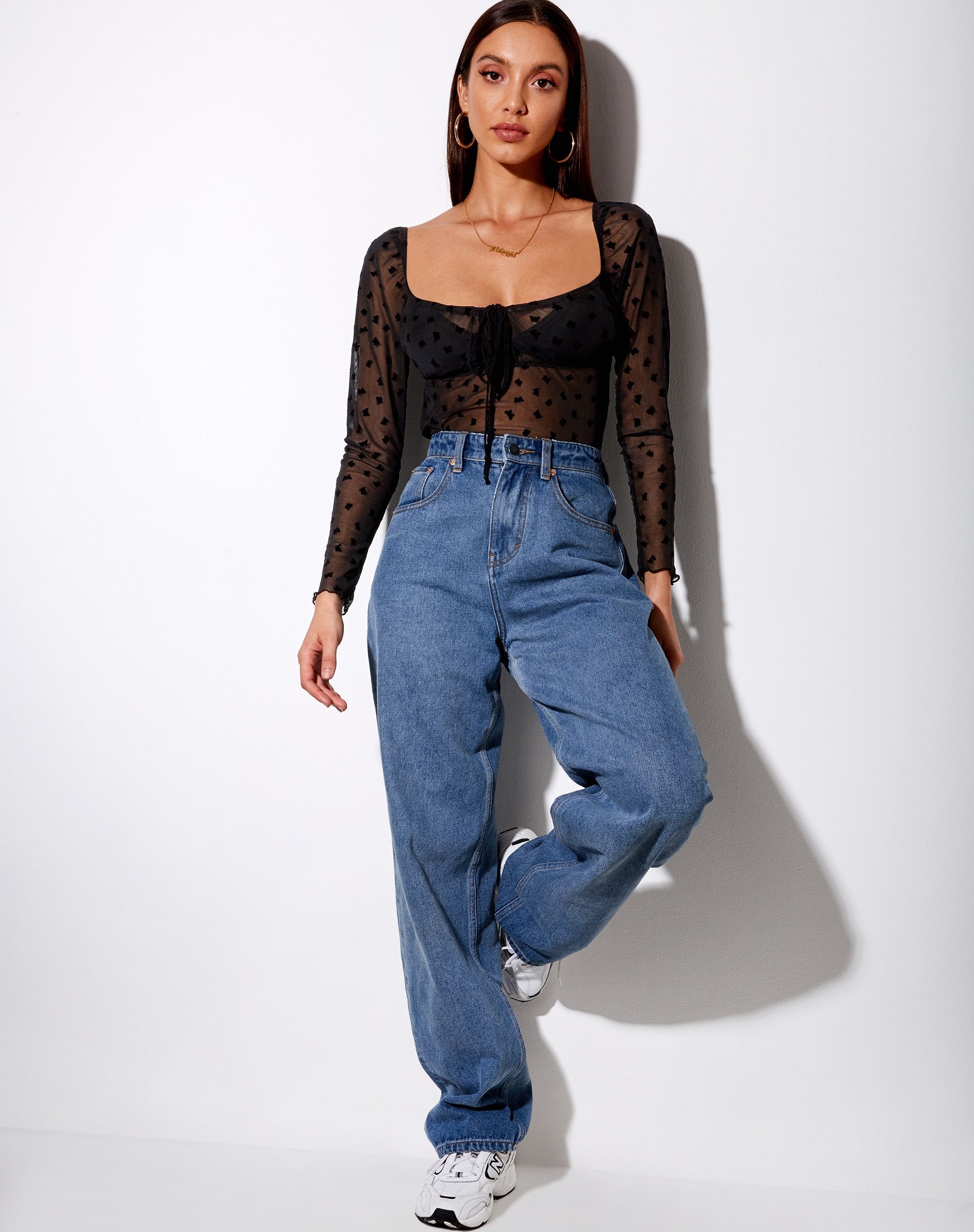 Image de Sanila Crop Top in Black Flock Flutterby