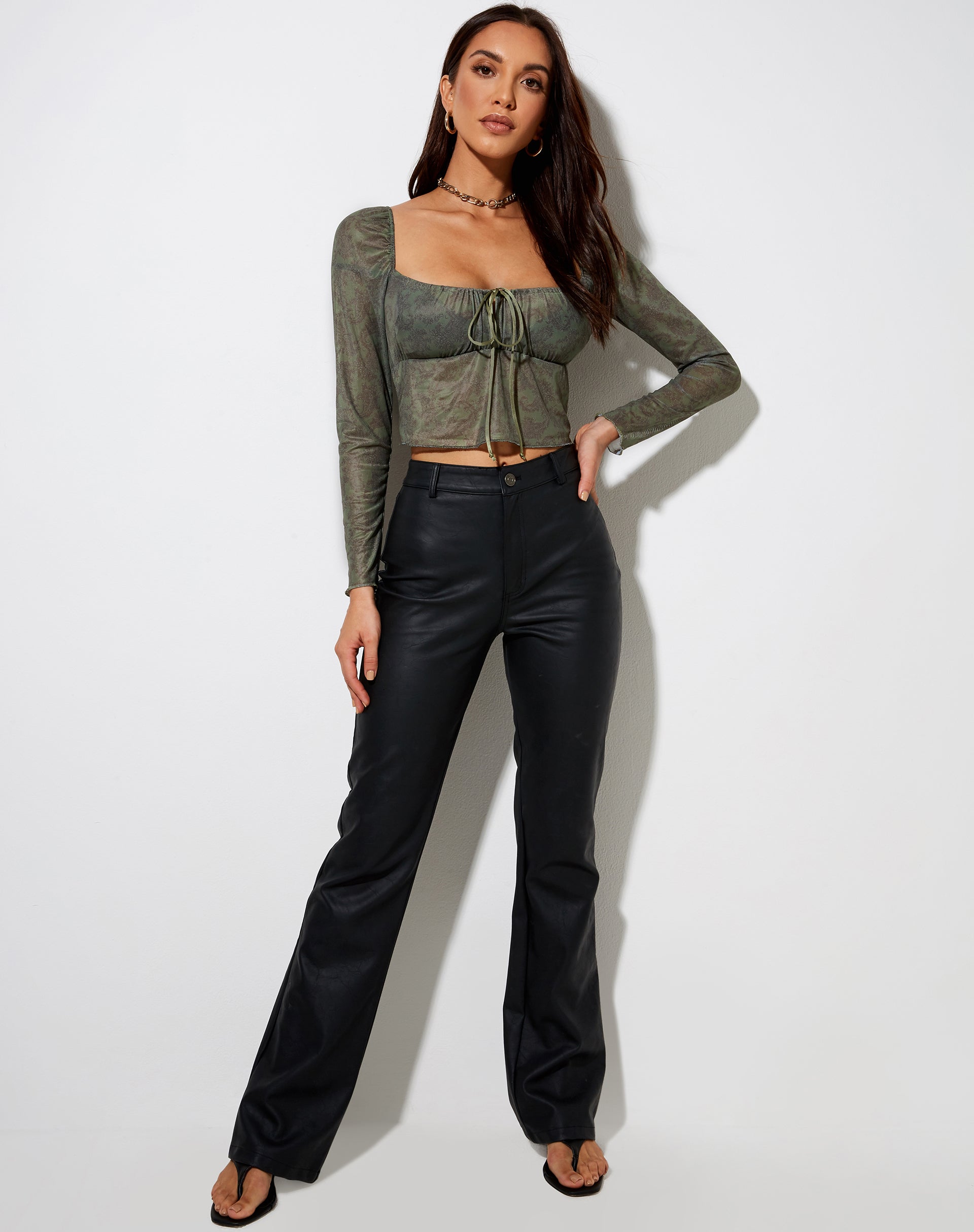 Image de Sanila Crop Top in Mono Paisley Green