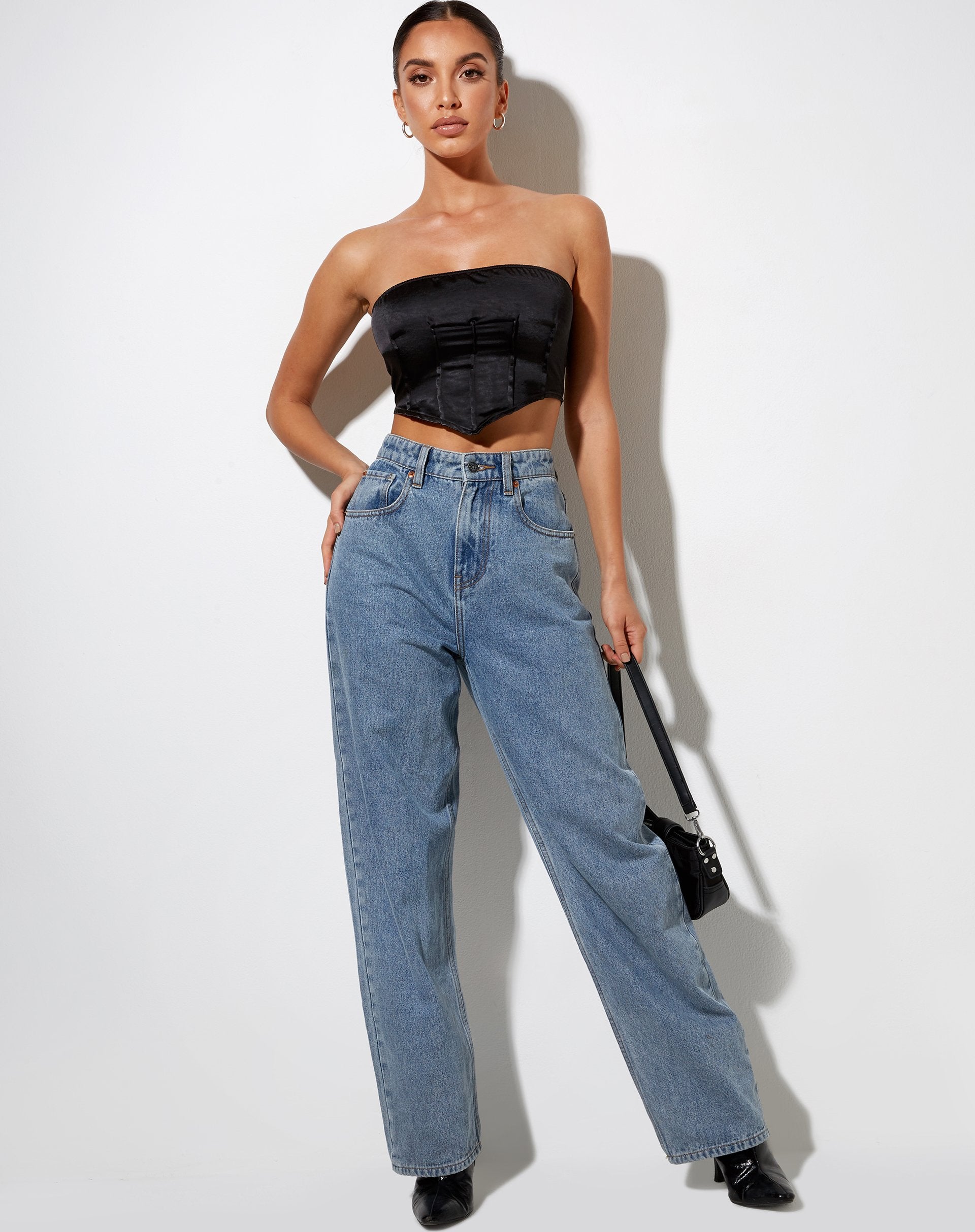Image de Sanja Bandeau Top in Satin Black