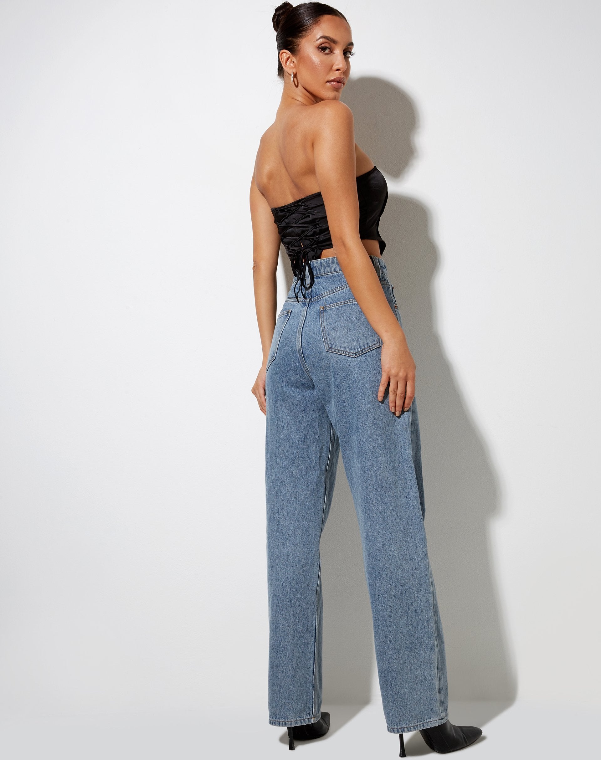 Image de Sanja Bandeau Top in Satin Black