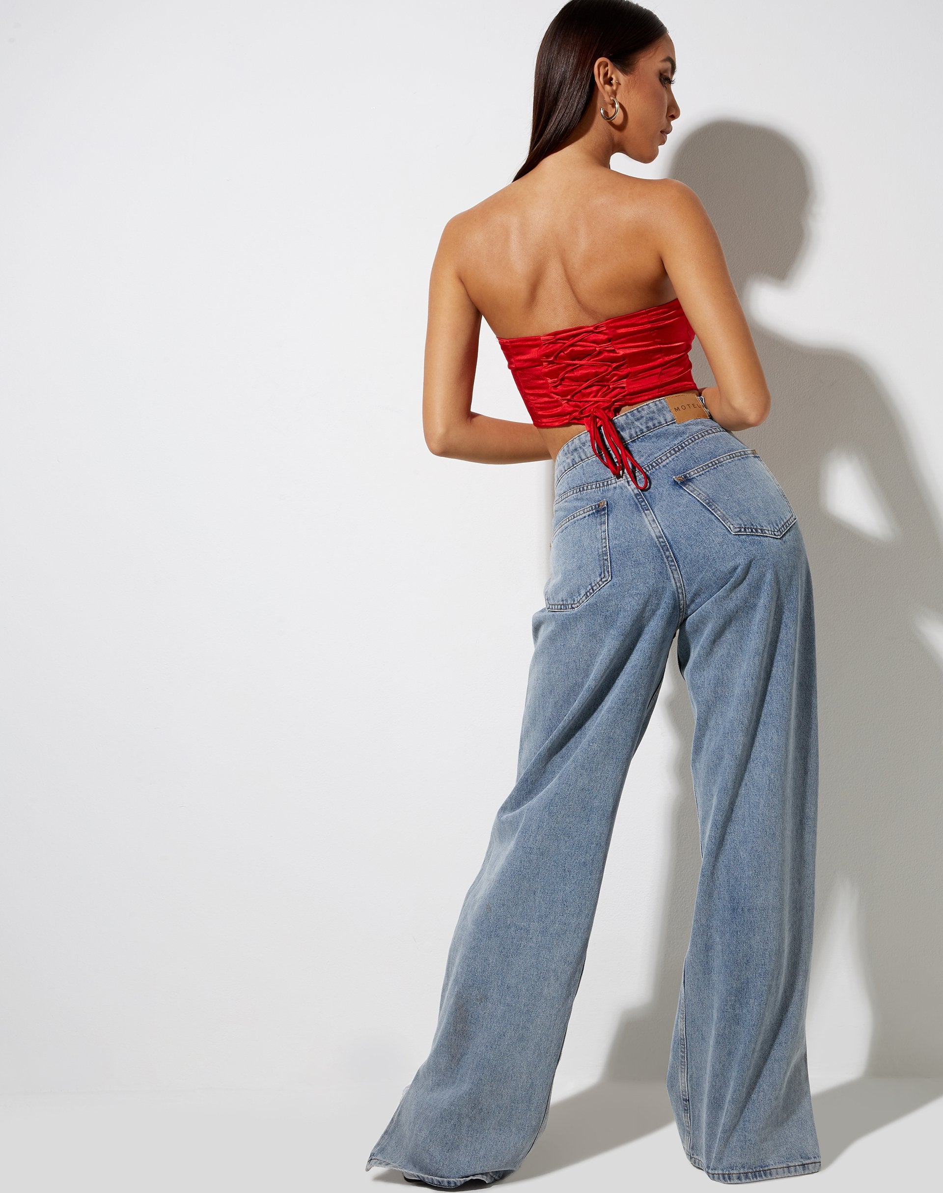 Image de Sanja Bandeau Top in Satin Red