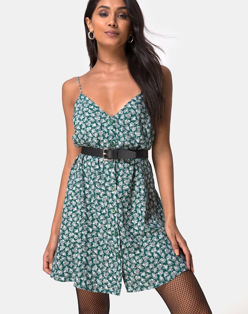 Image de Sanna Slip Dress in Floral Bloom Green