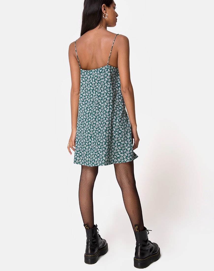 Image de Sanna Slip Dress in Floral Bloom Green