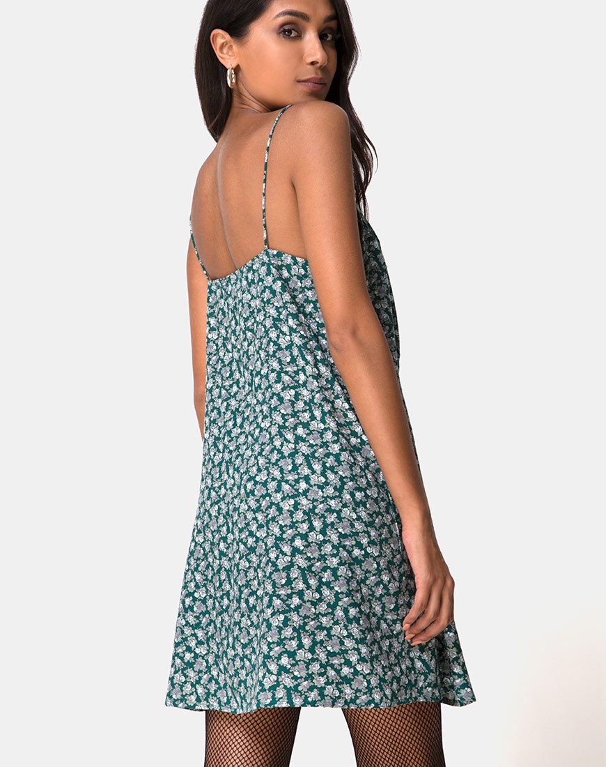 Image de Sanna Slip Dress in Floral Bloom Green