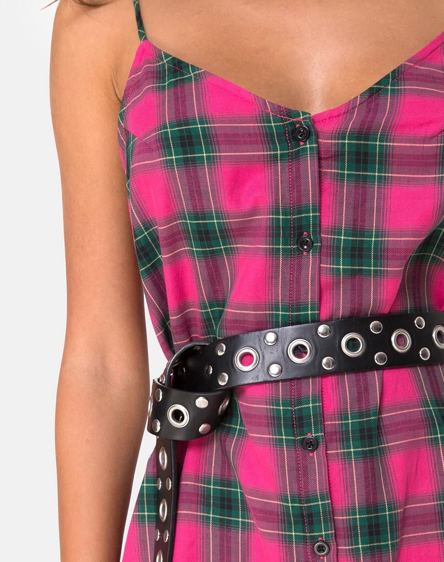 Image of Sanna Slip Dress in Pink and Green Check