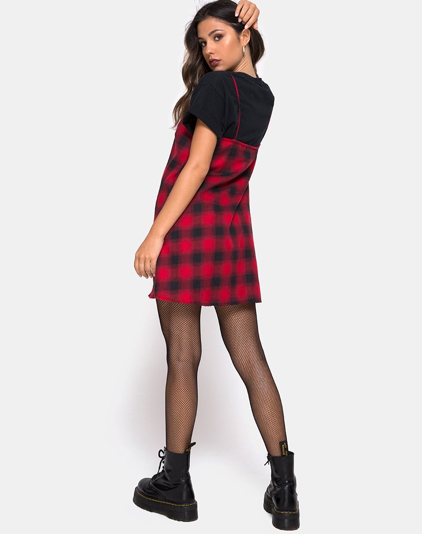 Image de Sanna Slip Dress in Plaid Red Black