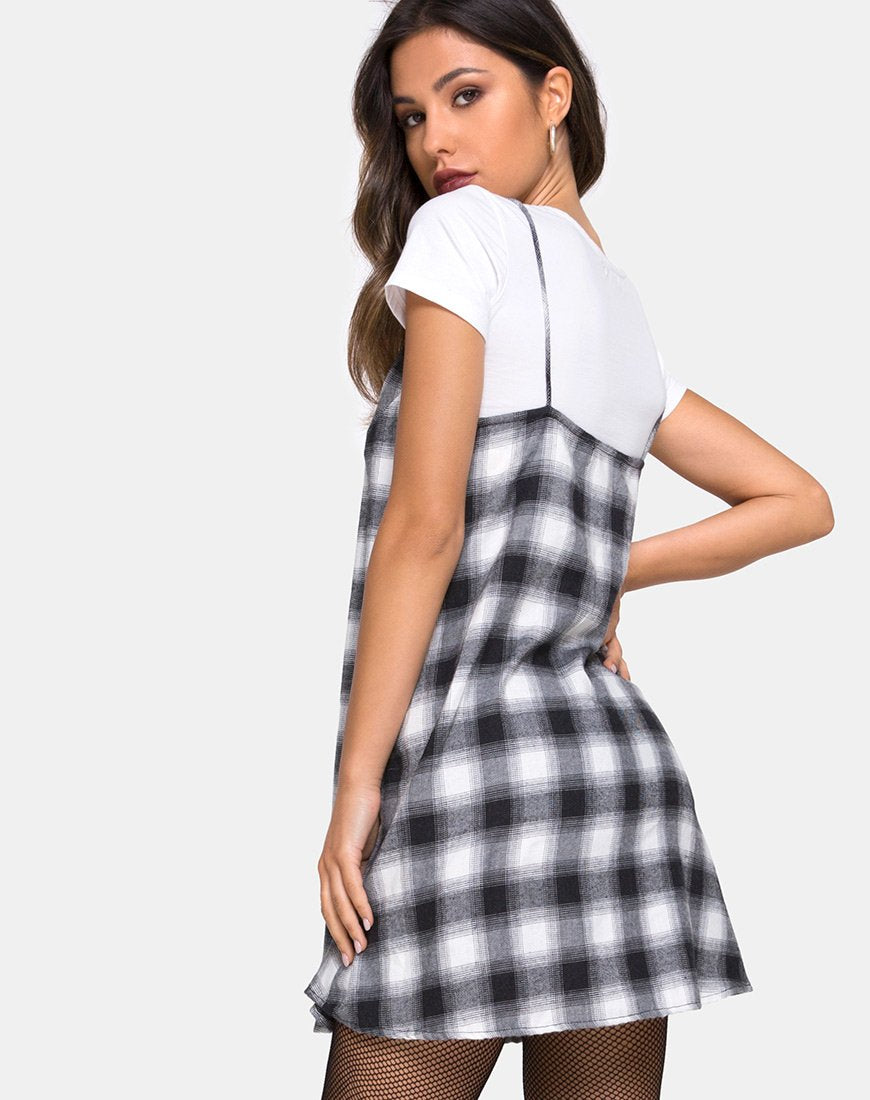 Robe Sanna en tissu écossais noir et blanc