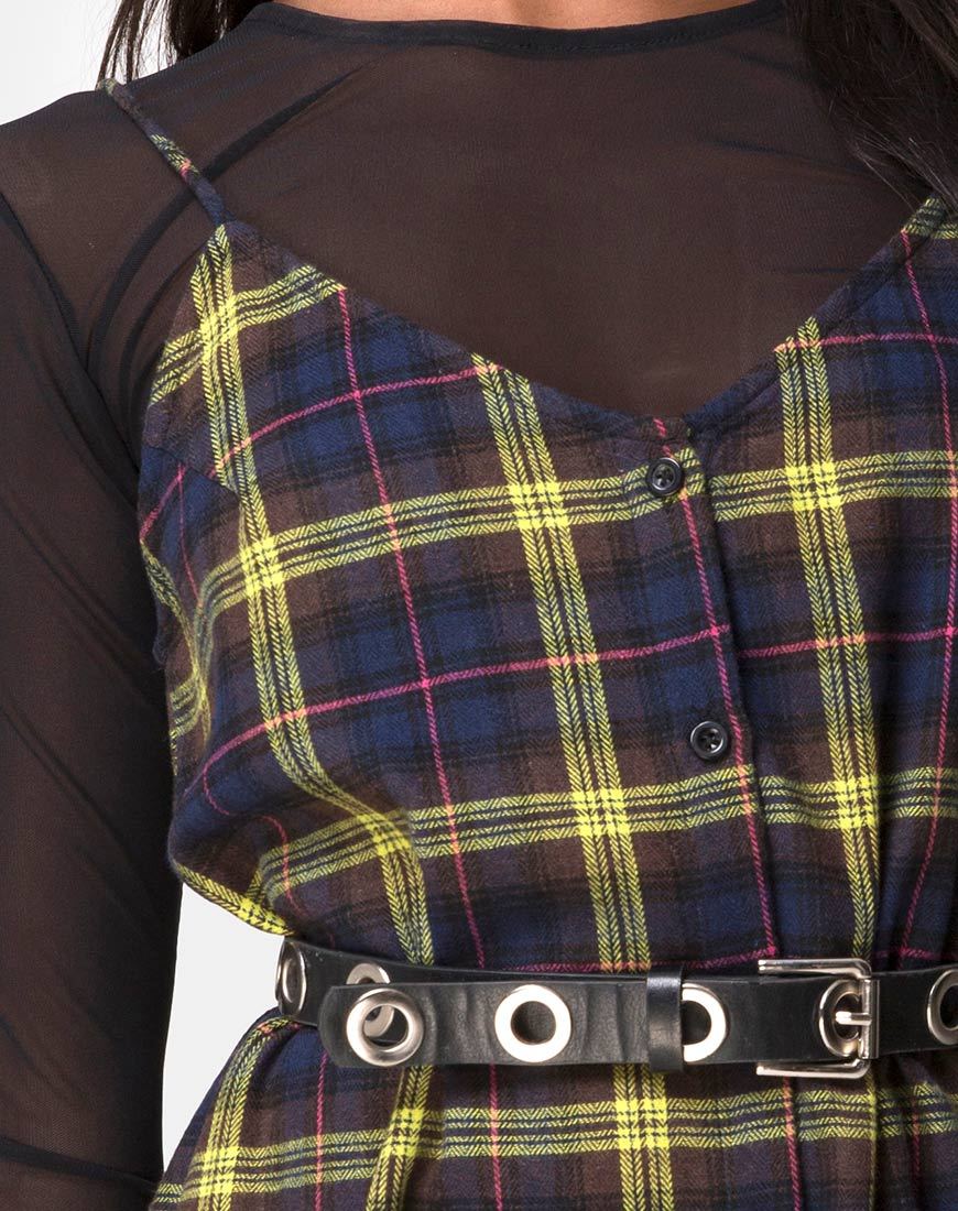 Image of Sanna Slip Dress in Plaid Brown Yellow Check