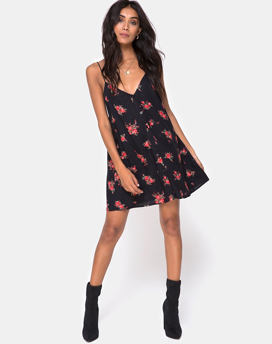 Image de Sanna Slip Dress in Soi Rose Black and Red