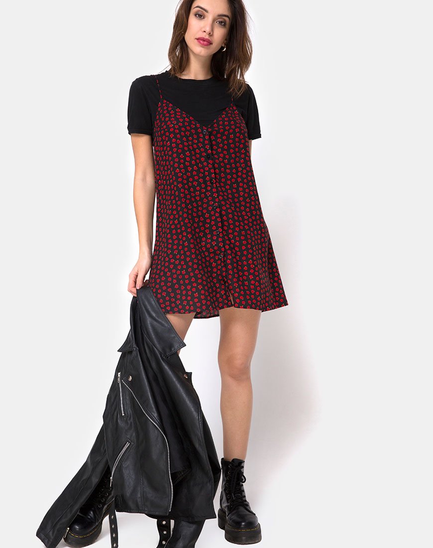 Image de Sanna Slip Dress in Dotty Rose Black