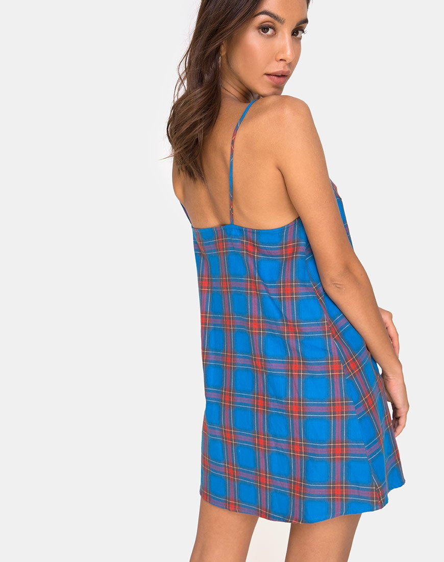 Sanna Slip Dress in Blue and Red Check (Robe à carreaux bleu et rouge)