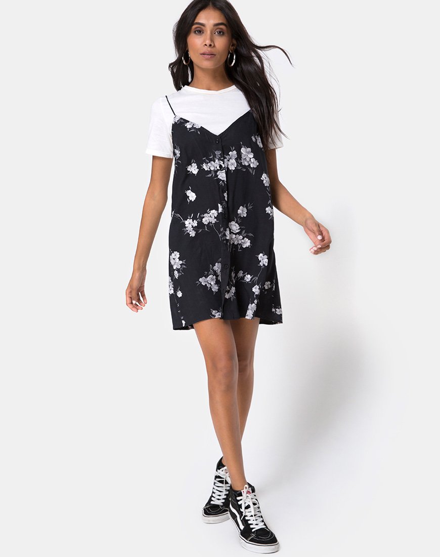 Image de Sanna Slip Dress in Mono Flower Black