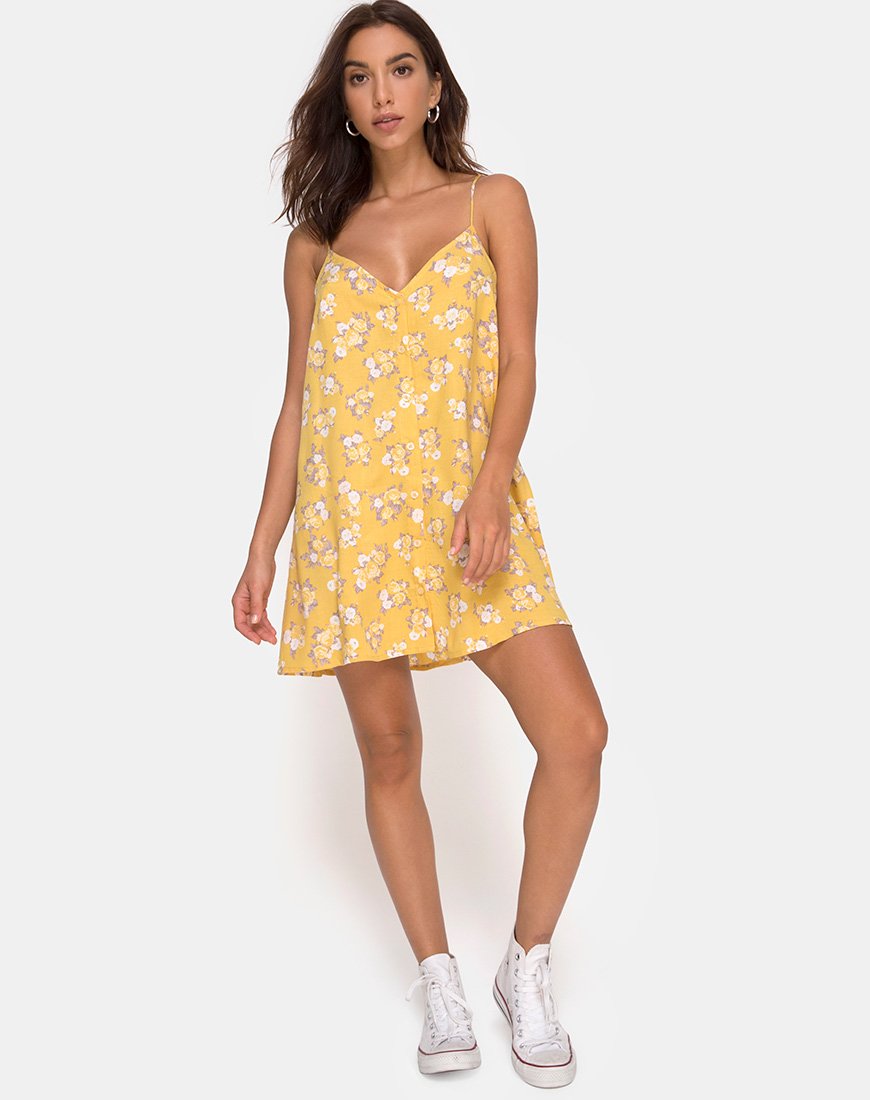 Image de Sanna Slip Dress in Rose Bunch Yellow