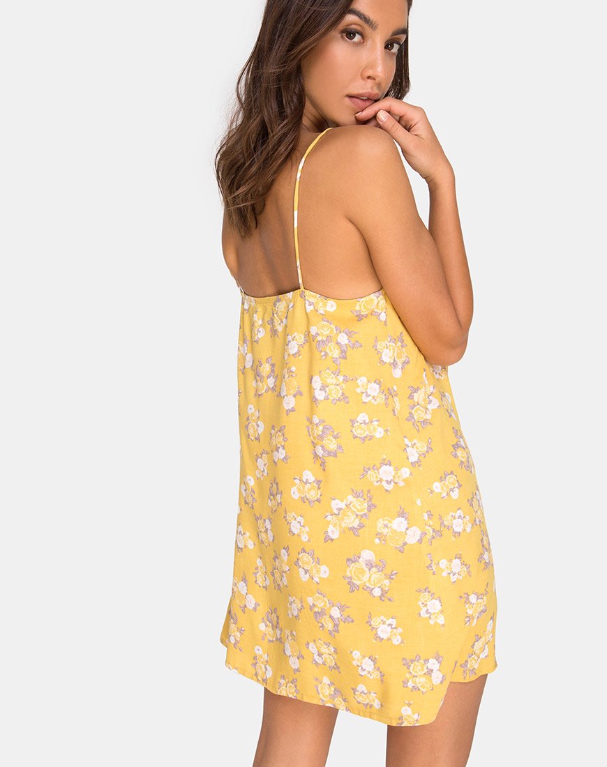 Image de Sanna Slip Dress in Rose Bunch Yellow