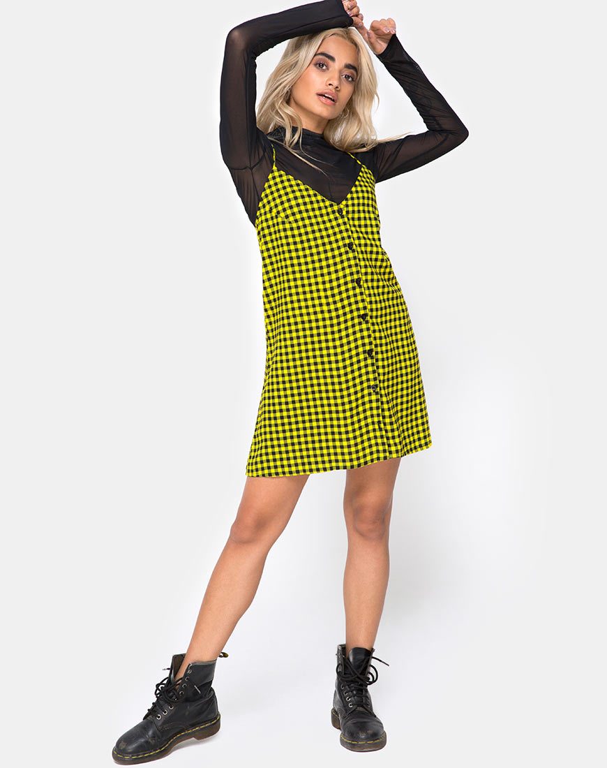 Image de Sanna Slip Dress in Medium Gingham Yellow