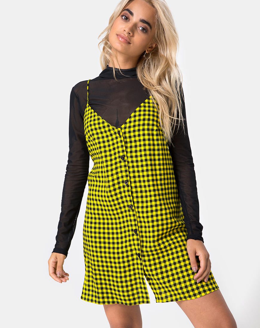 Image de Sanna Slip Dress in Medium Gingham Yellow