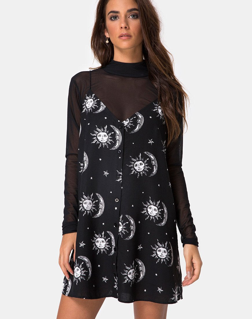 Image de Sanna Slip Dress in Sun Moon Stars BW