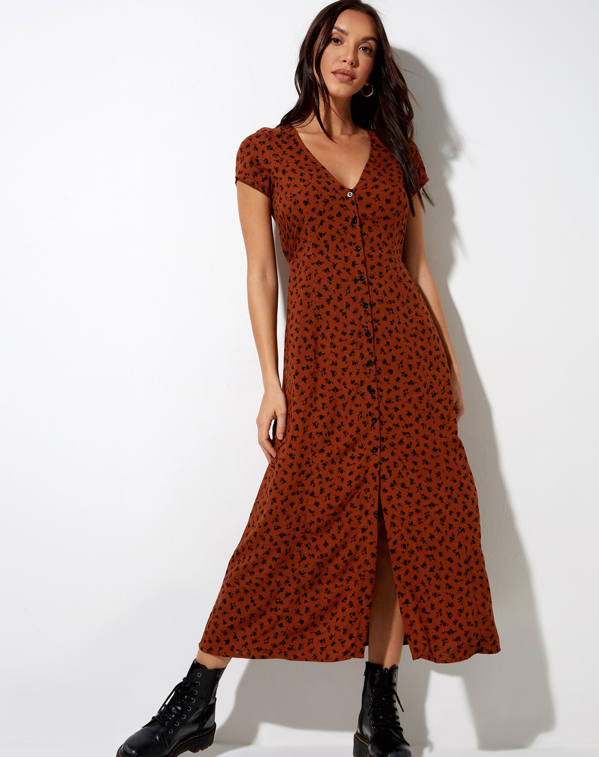 Image de Sanrin Midi Dress in Dainty Daisy Bombay Brown