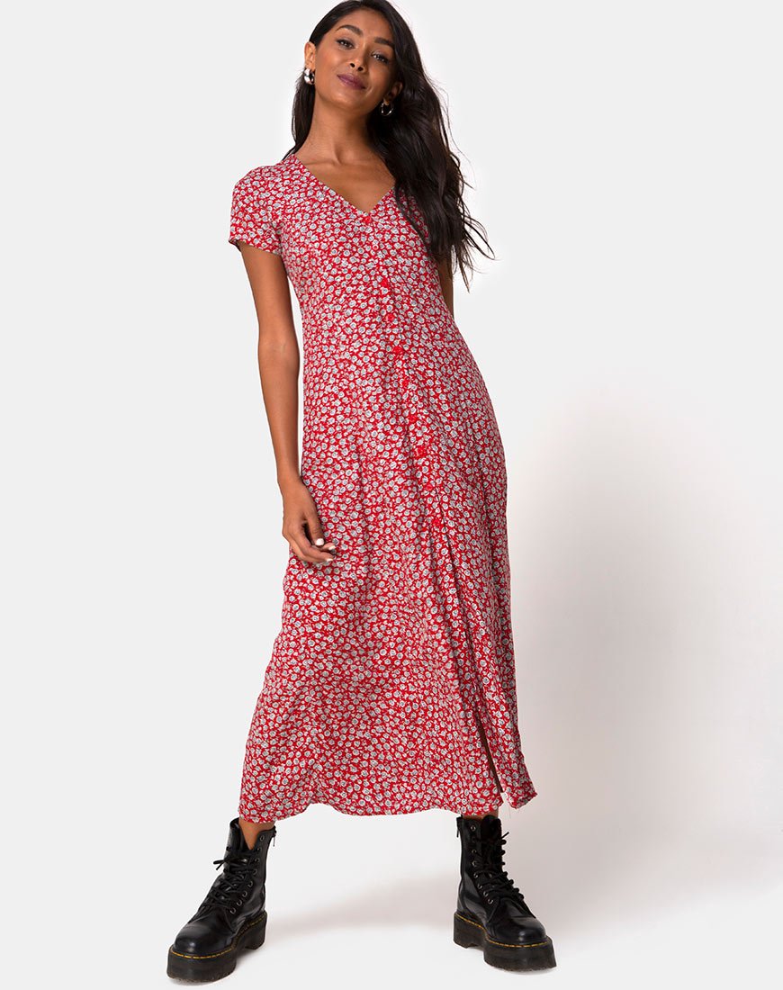 Image de la robe Sanrin en Ditsy Rose Red Silver