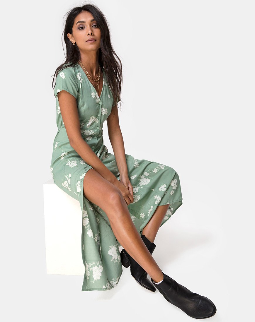 Image de Sanrin Maxi Dress in Mono Flower Green