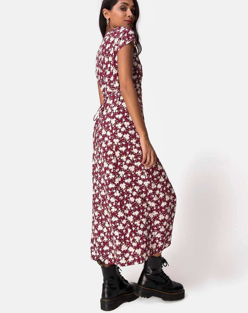 Image de Sanrin Midi Dress in Wild Fleur Maroon