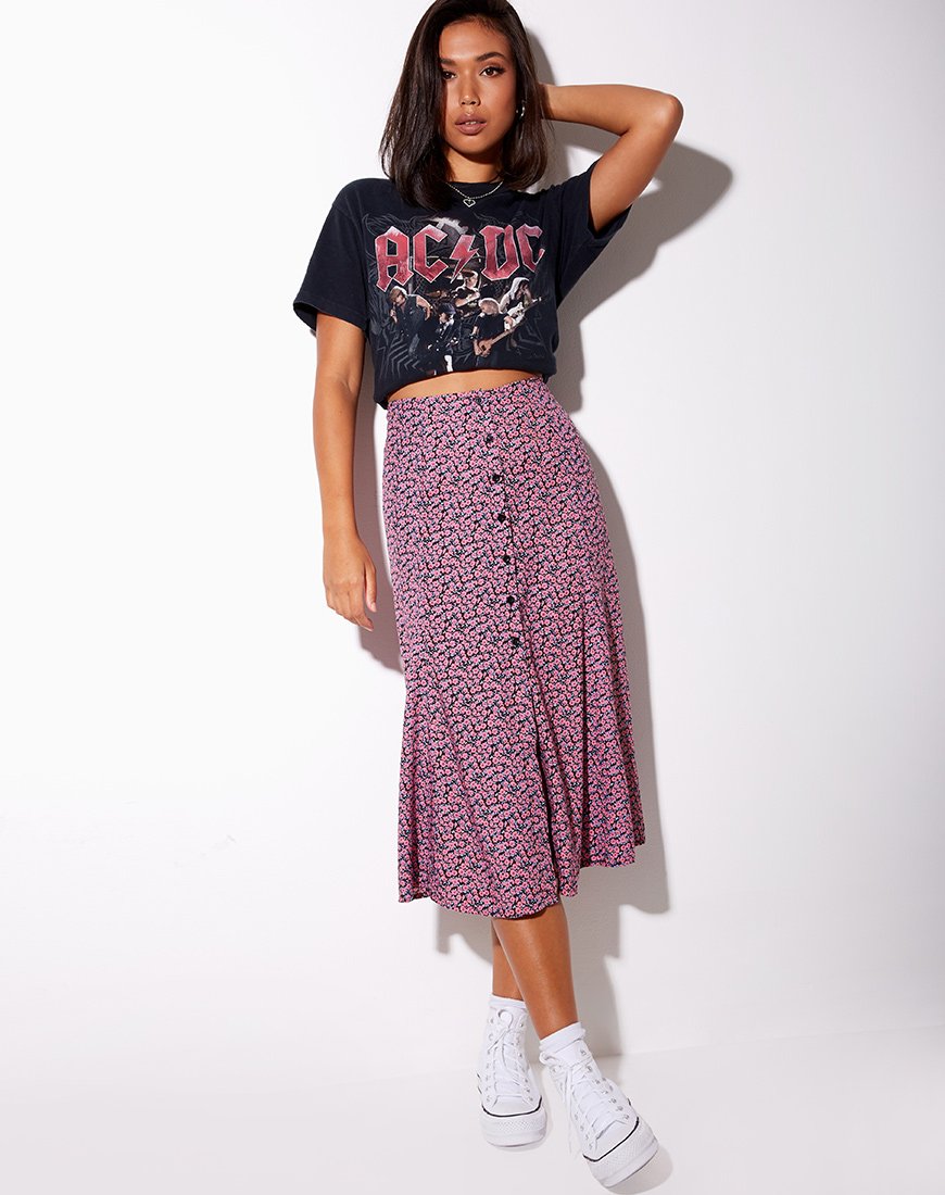 Image de Sanya Midi Skirt in Floral Fun Pink