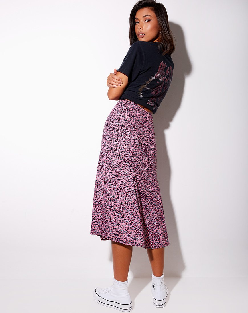 Image de Sanya Midi Skirt in Floral Fun Pink