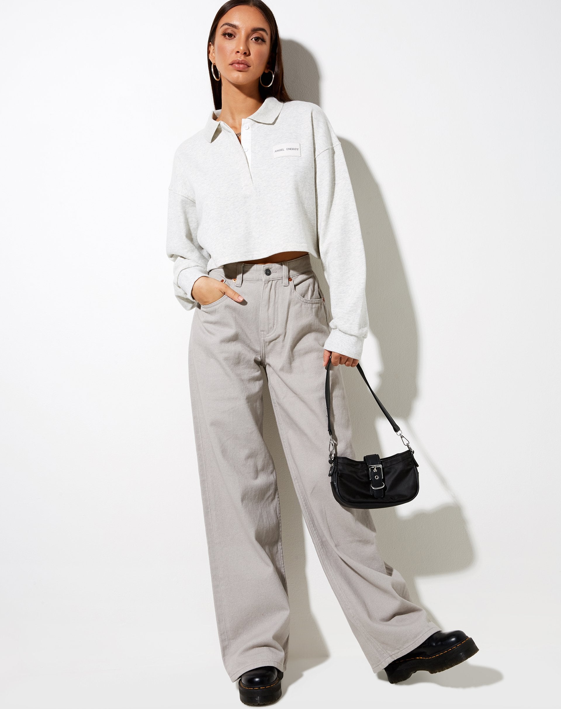 Image de Saria Crop Top in Grey Wash Angel Energy Label