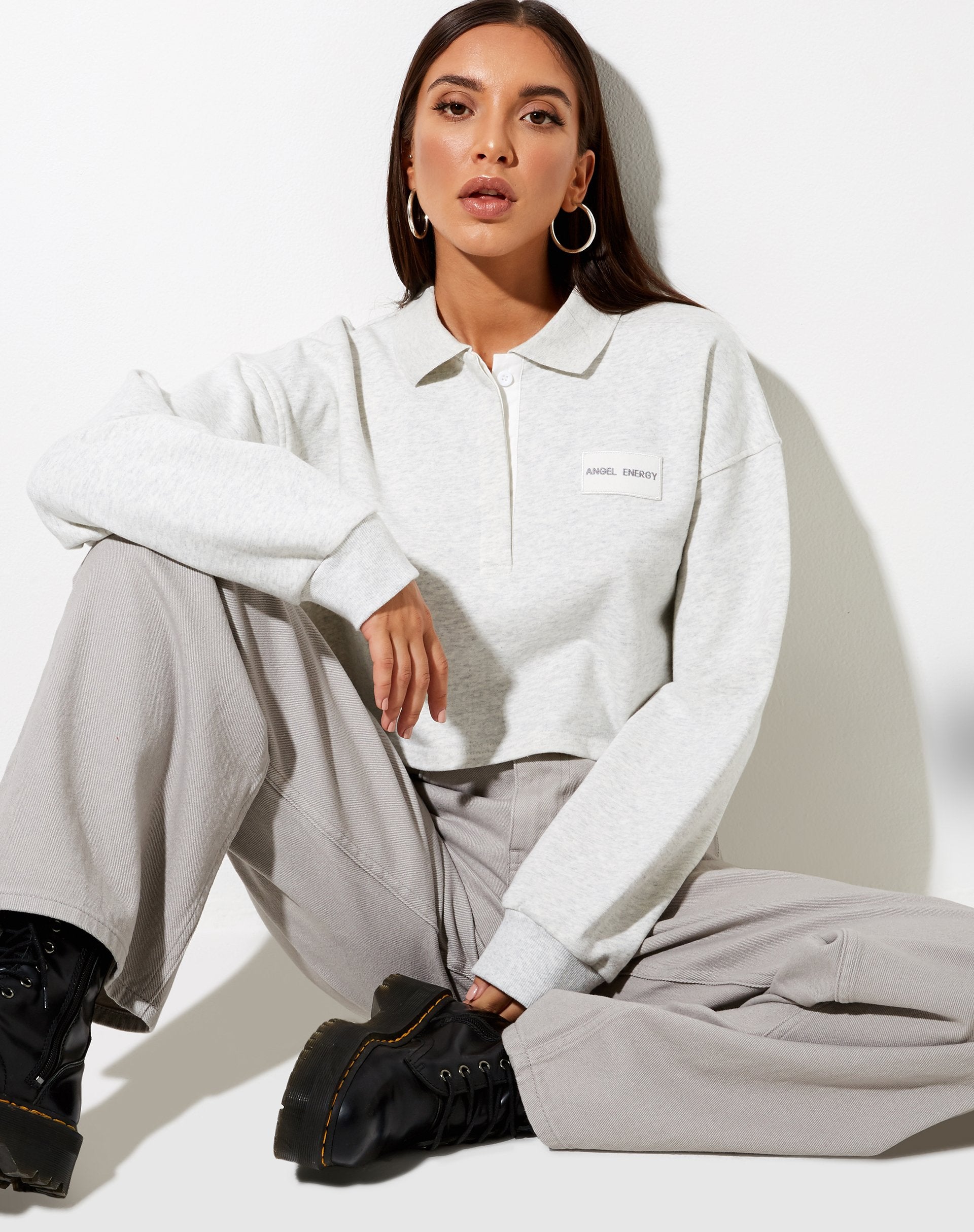 Image de Saria Crop Top in Grey Wash Angel Energy Label