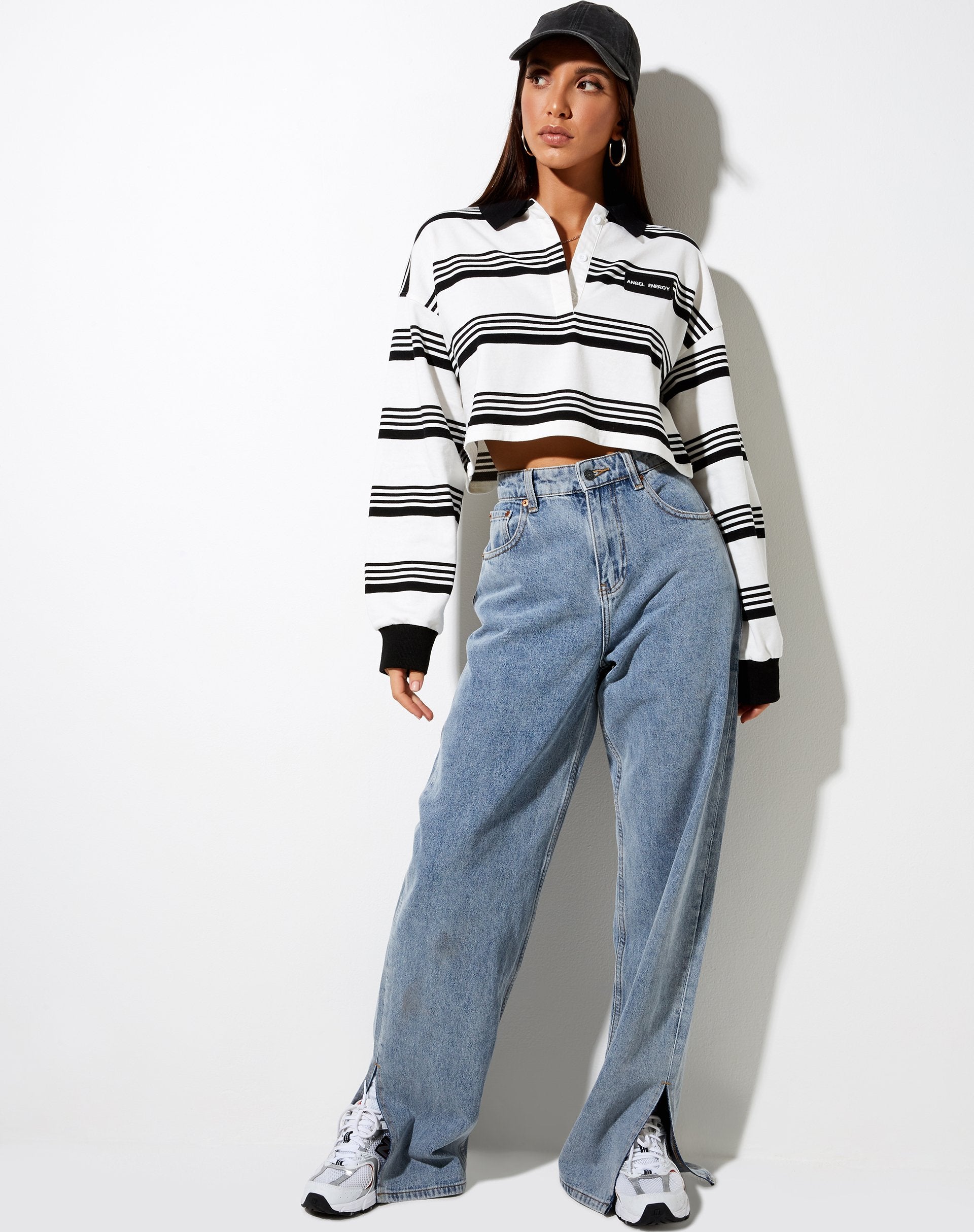 Image de Saria Crop Top in Black Stripe Angel Energy Label