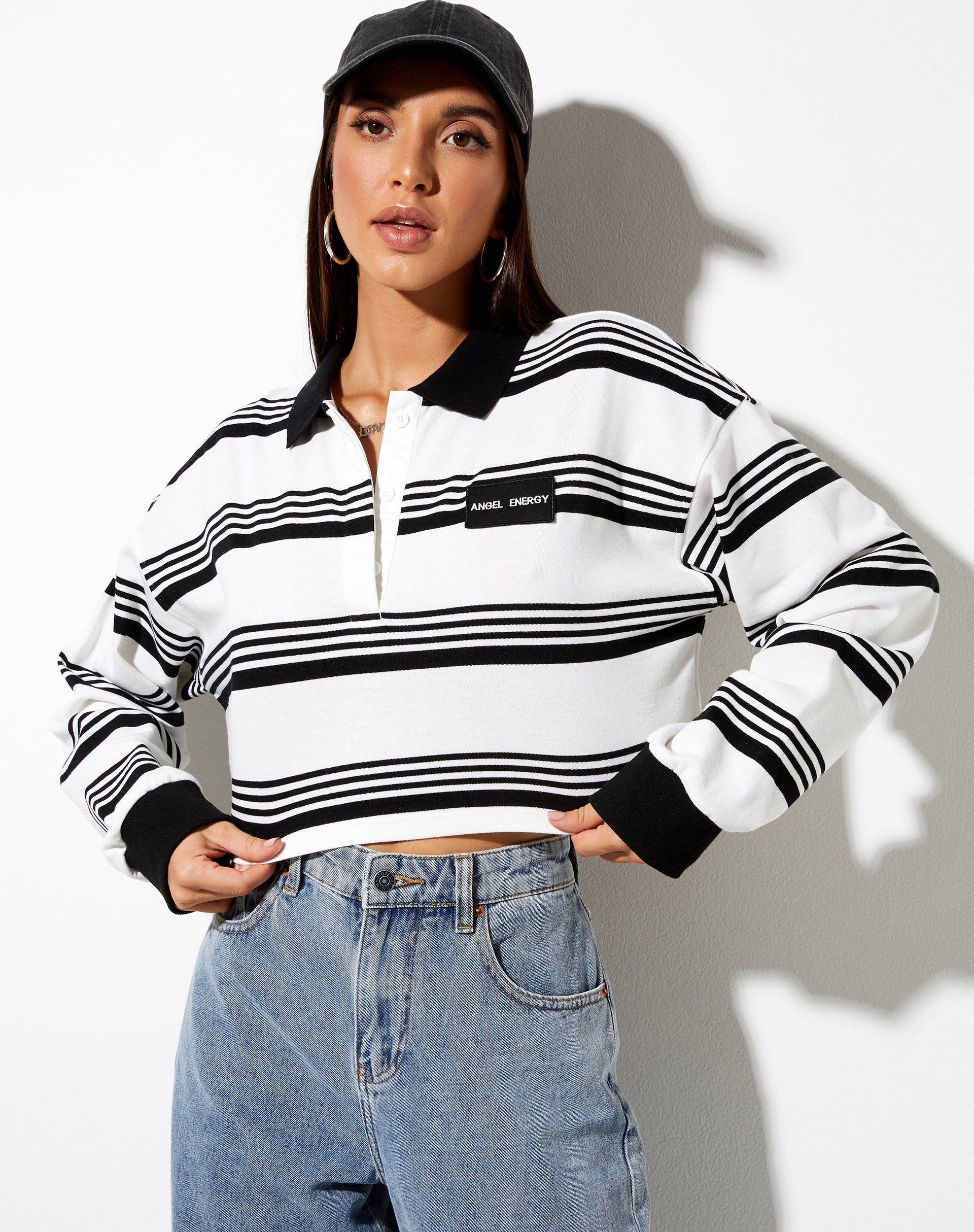 Image de Saria Crop Top in Black Stripe Angel Energy Label