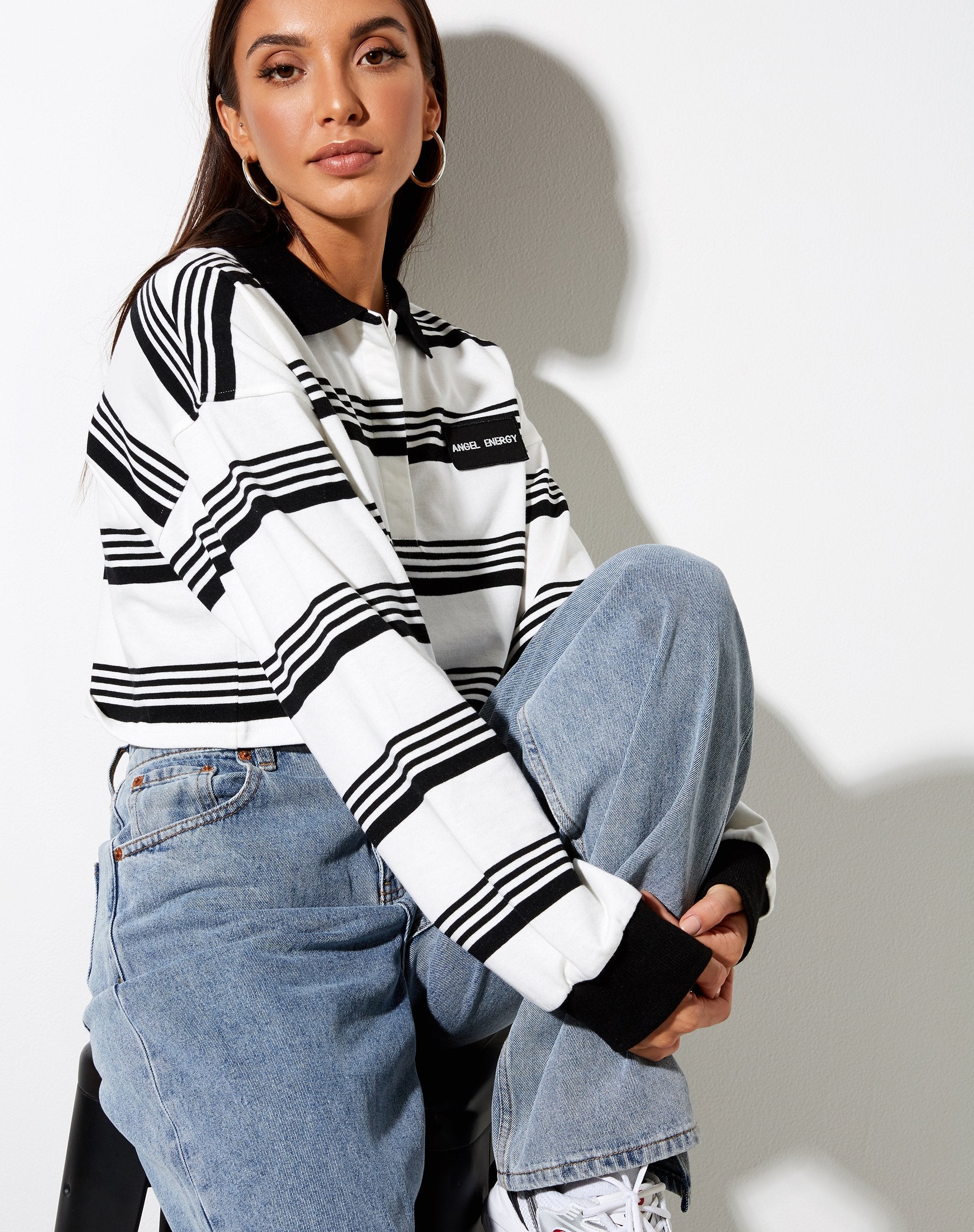 Image de Saria Crop Top in Black Stripe Angel Energy Label
