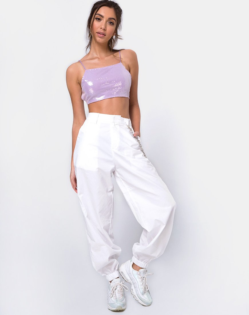 Image de Sasha Crop Top in Matte Mini Sequin Lilac