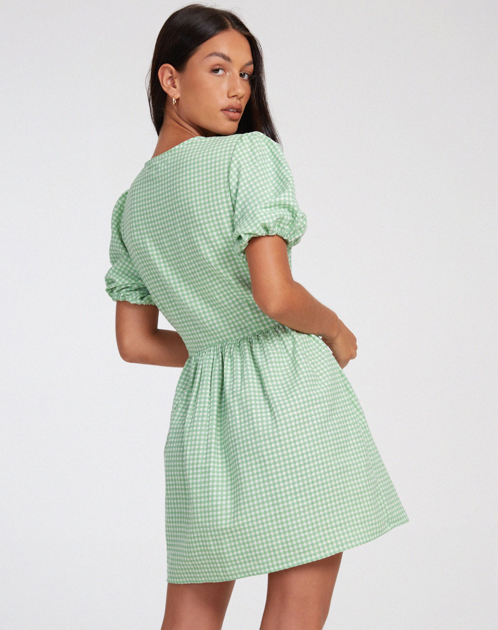 Sashio Mini Robe en Mini Gingham Vert