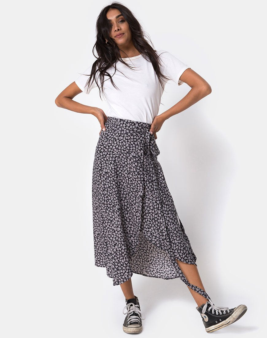 Jupe Satha, Ditsy Rose Black