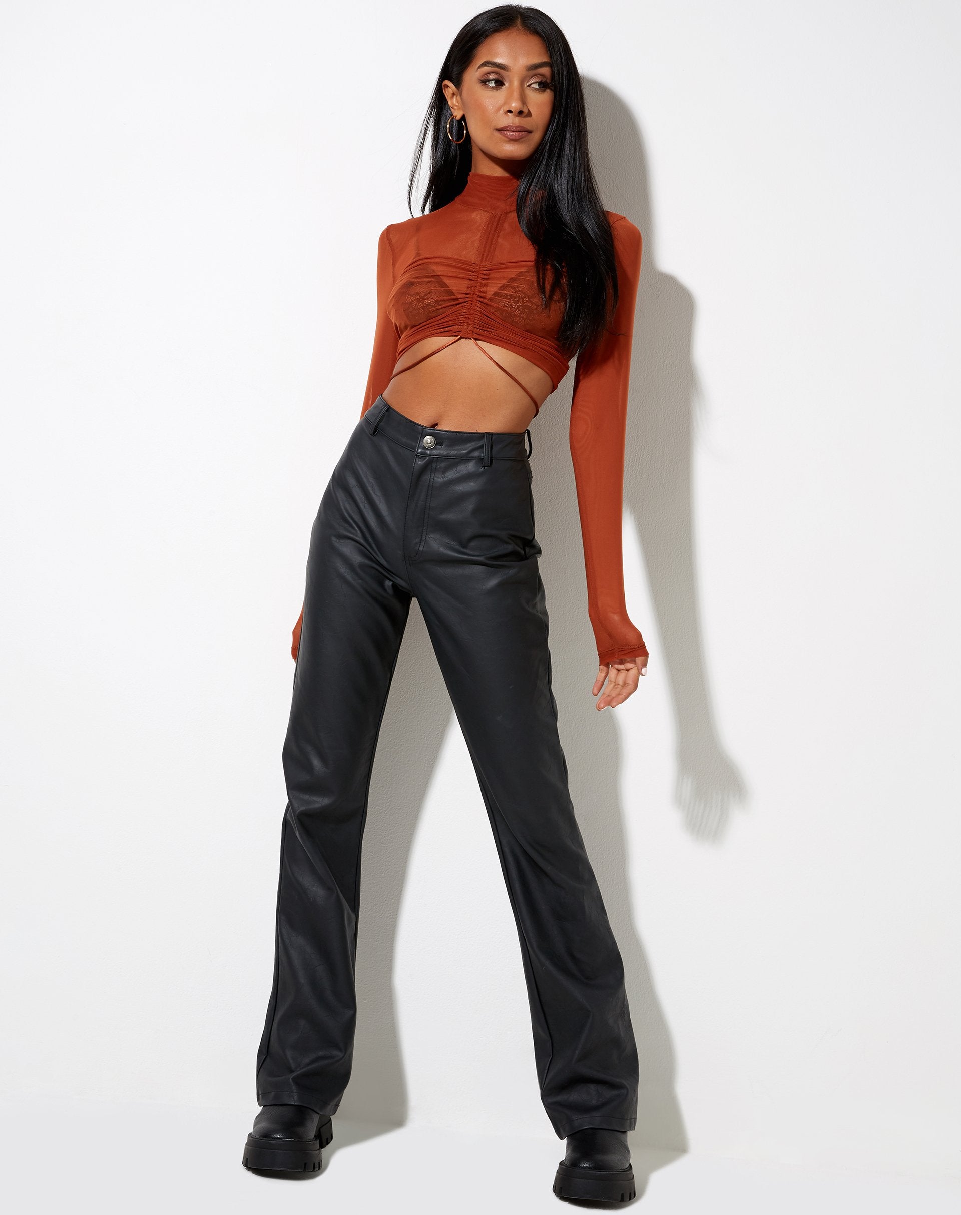 Image de Sauja Crop Top in Mesh Brick