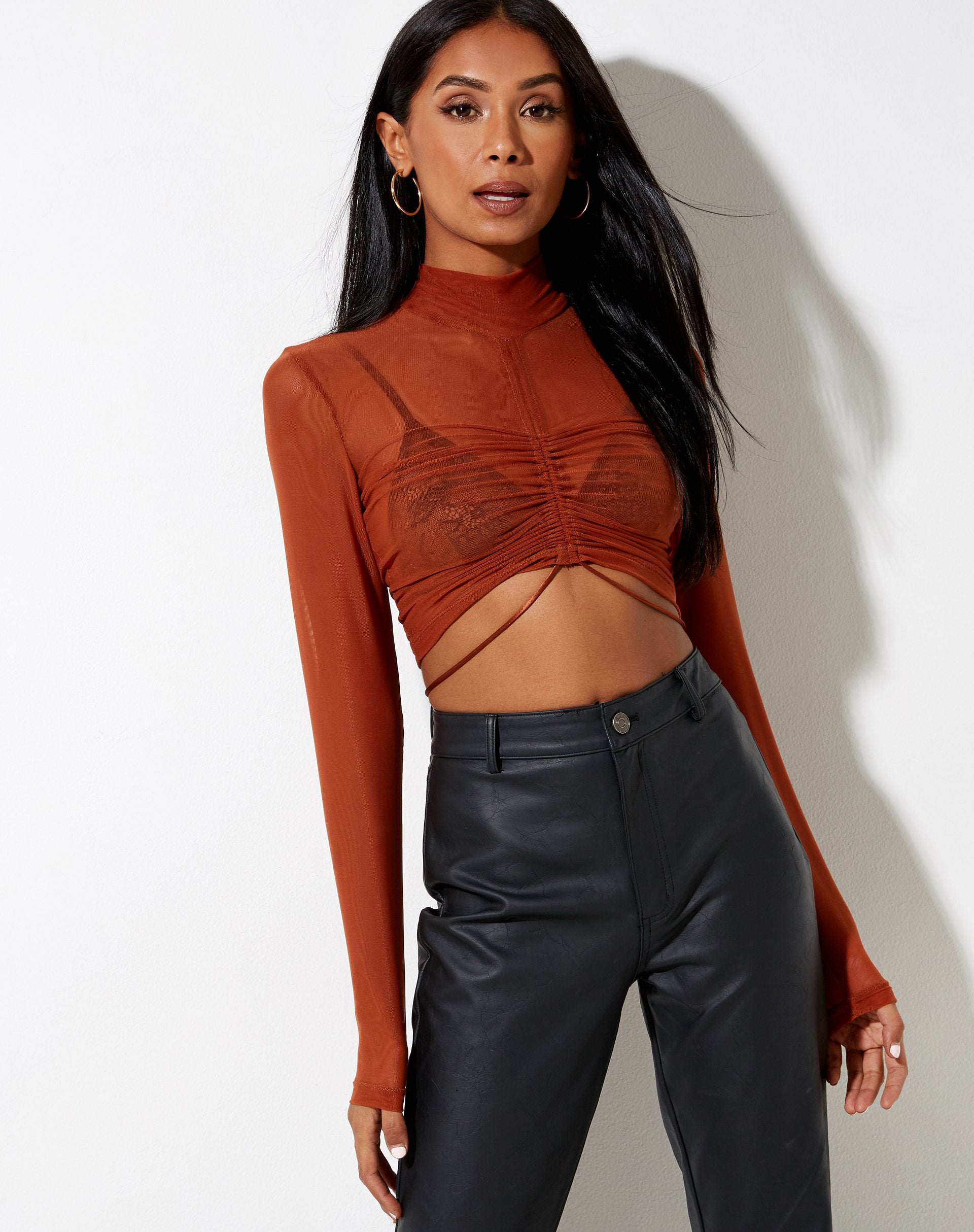 Image de Sauja Crop Top in Mesh Brick