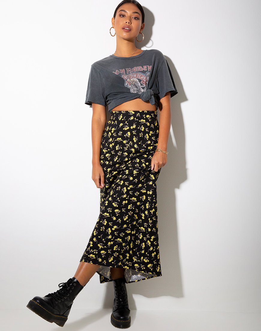 Image de Sayan Maxi Skirt in Buttercup Black and Yellow