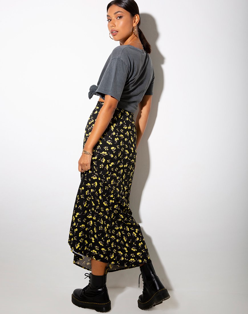 Image de Sayan Maxi Skirt in Buttercup Black and Yellow