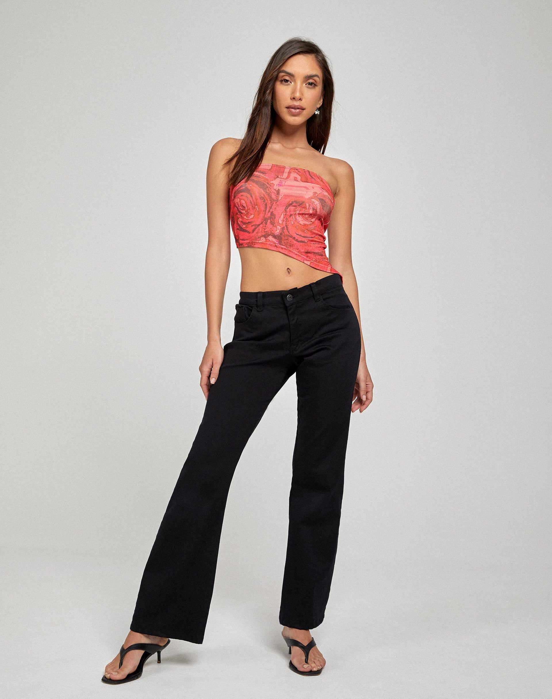 Top bandeau Sayunda, rouge pétale de rose