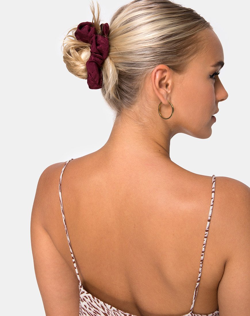 Chouchou en satin rose bourgogne