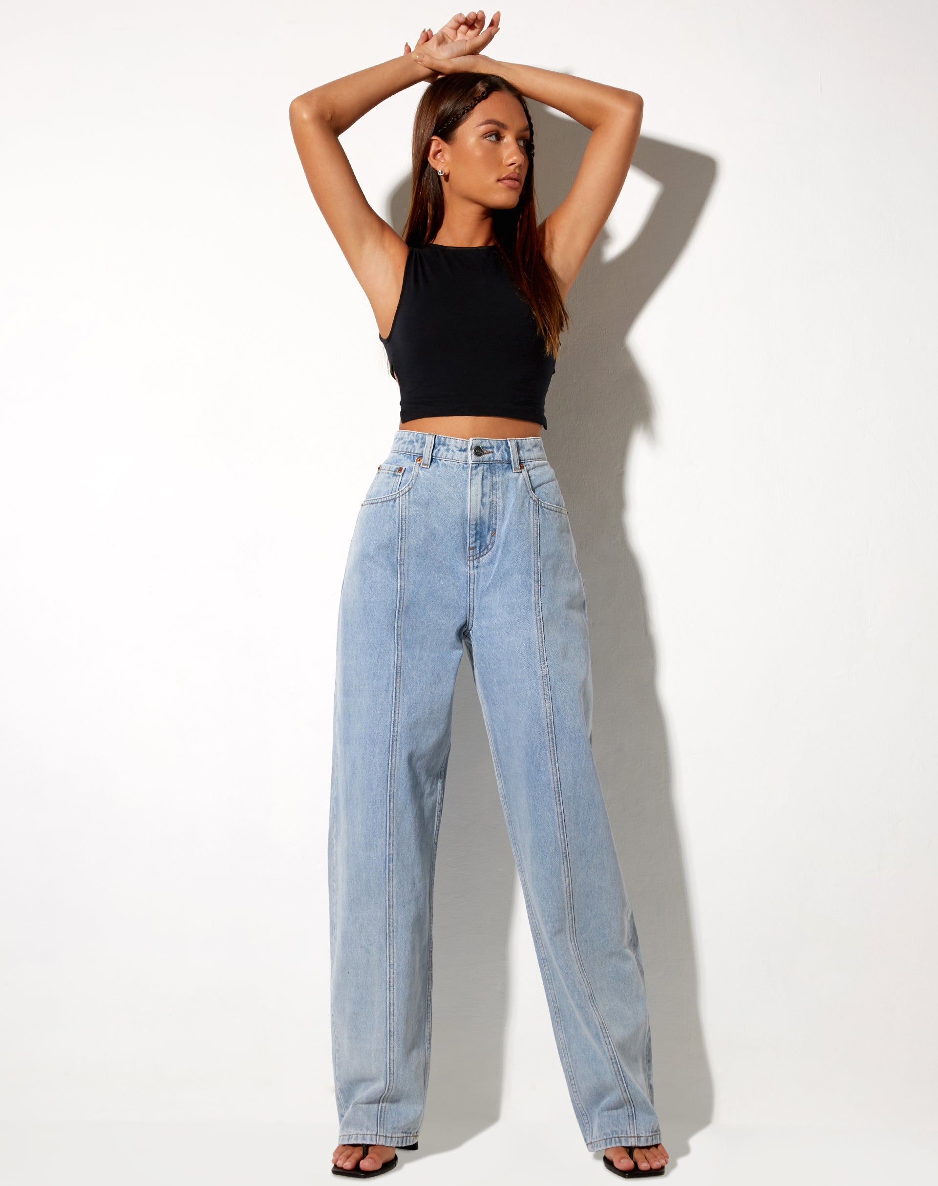 Image de Seam Parallel Jeans en Light Wash Blue