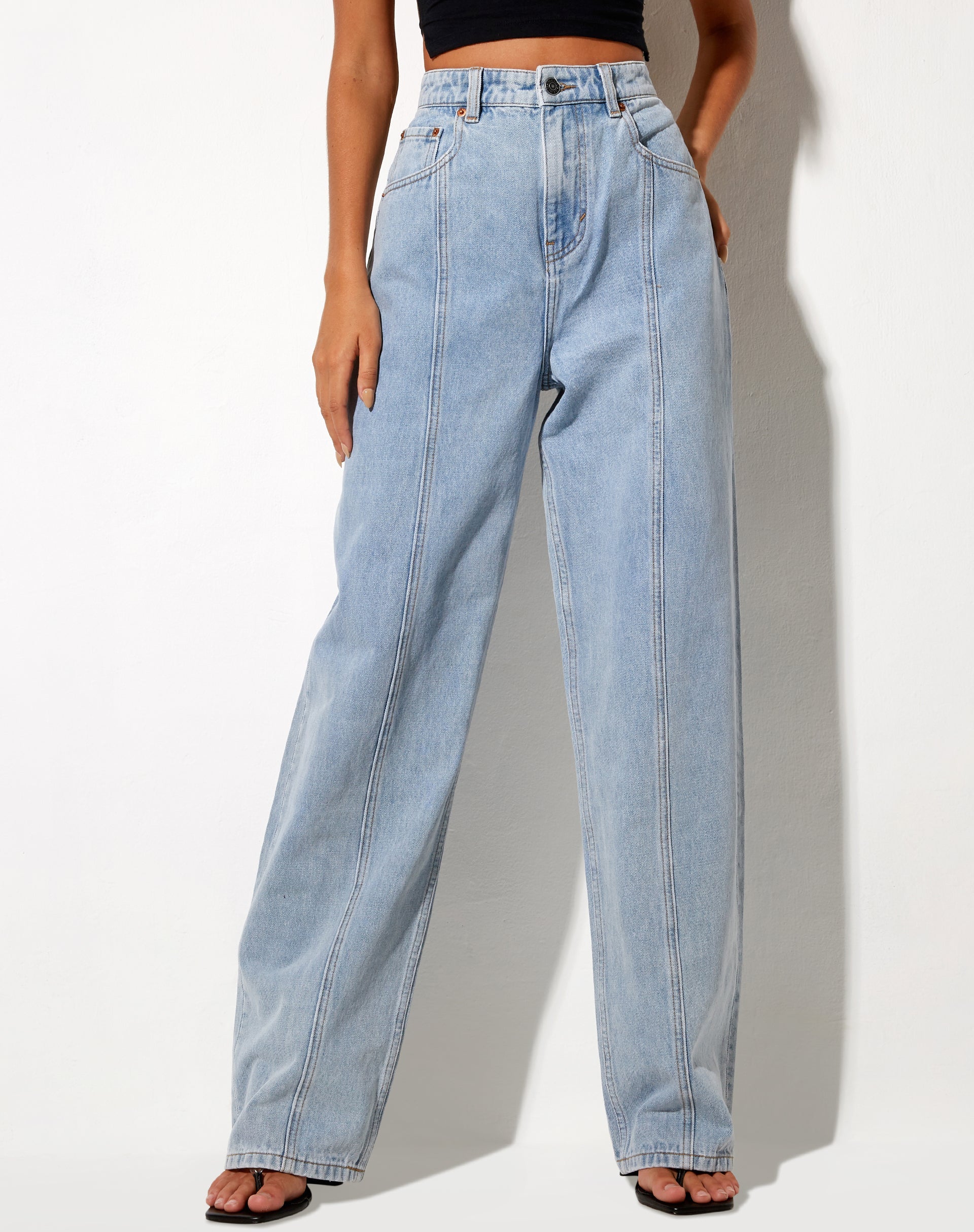 Image de Seam Parallel Jeans en Light Wash Blue
