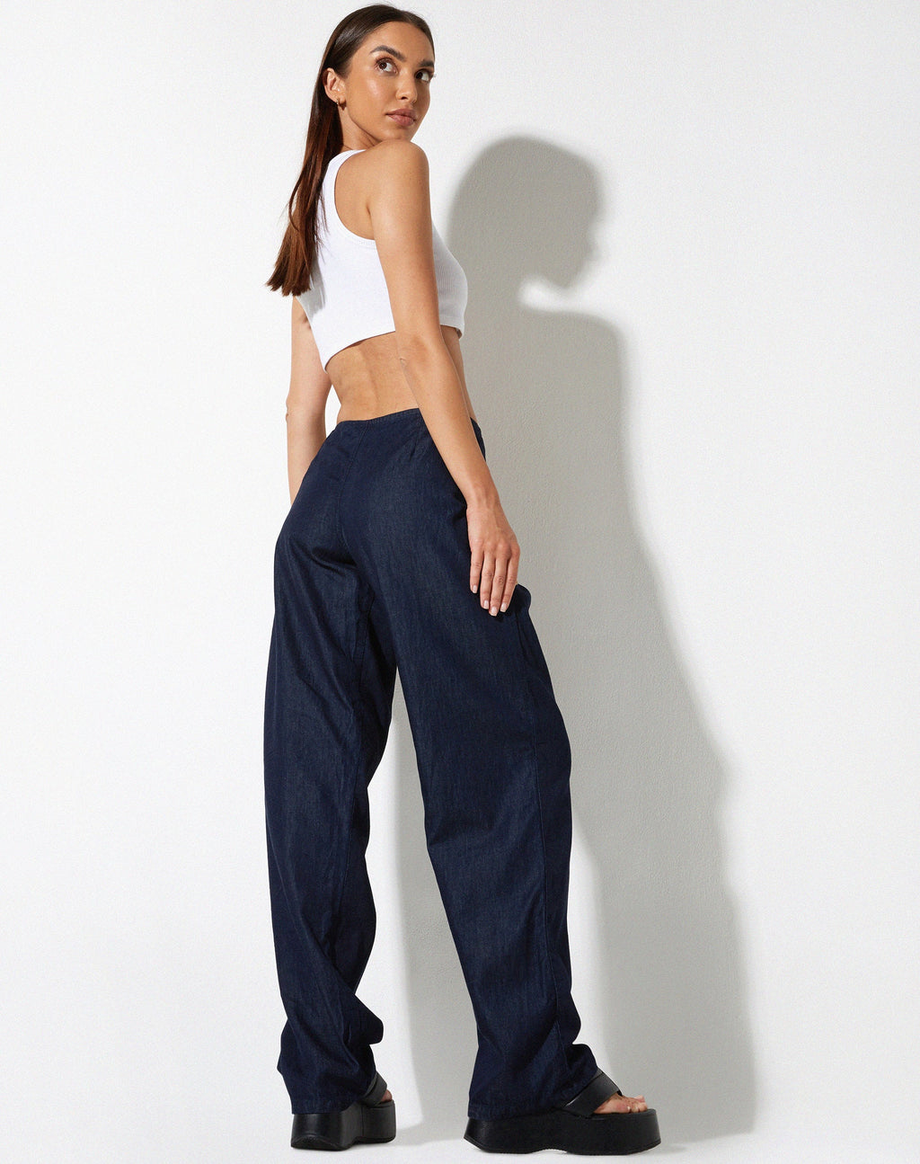 Pantalon large Sedna, bleu denim Chambray