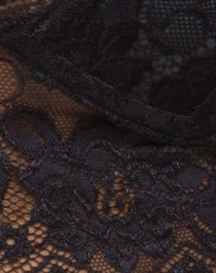 Image de Sejie Bralet Crop en dentelle Noir